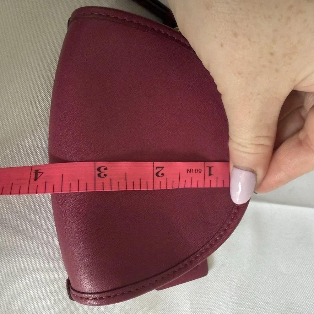 Coach Magenta Pink Glovetanned Leather Half Moon Mini Pouch Wristlet Bag Wallet